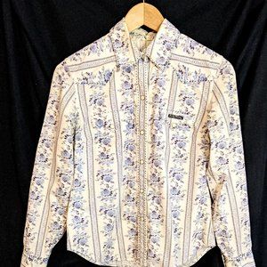 Blue Patterned Lucky Brand Coyboy Button Up Shirt